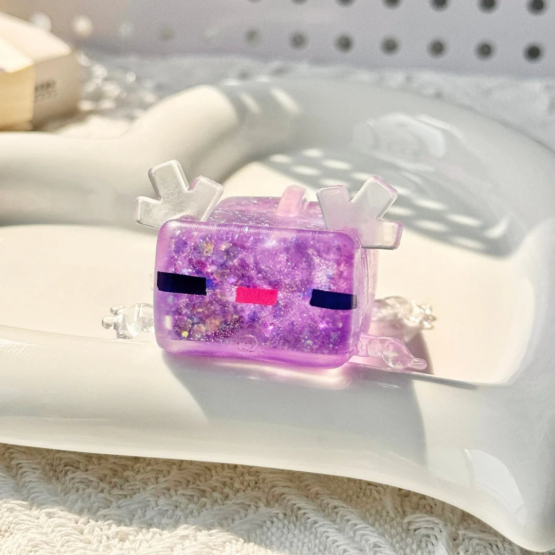 Blocky Axolotl Squishy – Satisfying Glitter Stress Toy
