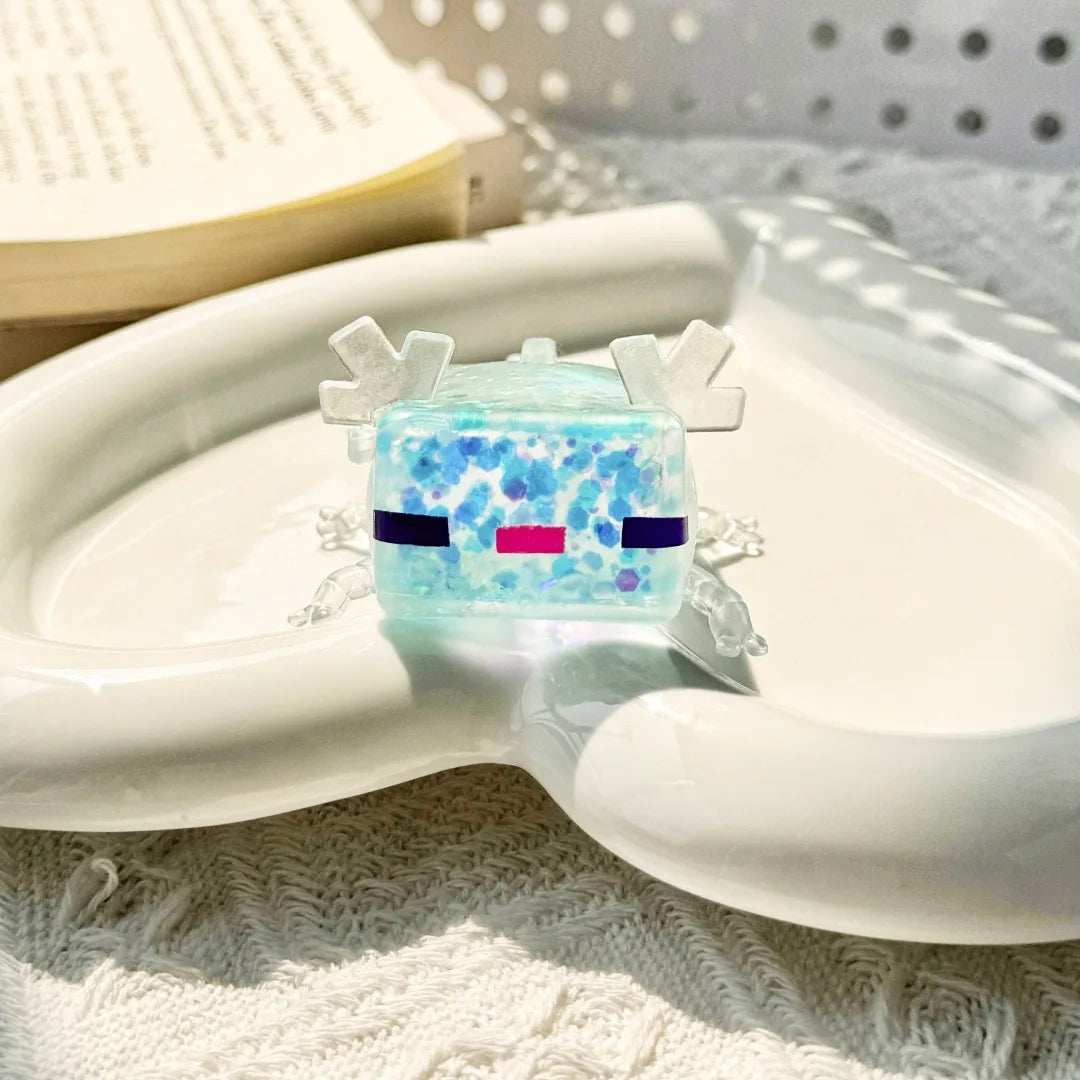 Blocky Axolotl Squishy – Satisfying Glitter Stress Toy
