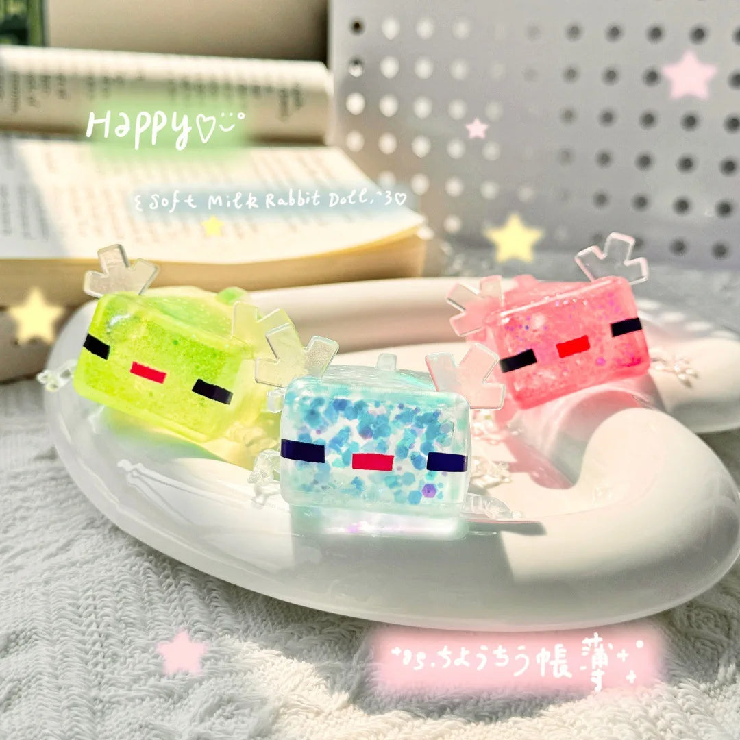 Blocky Axolotl Squishy – Satisfying Glitter Stress Toy