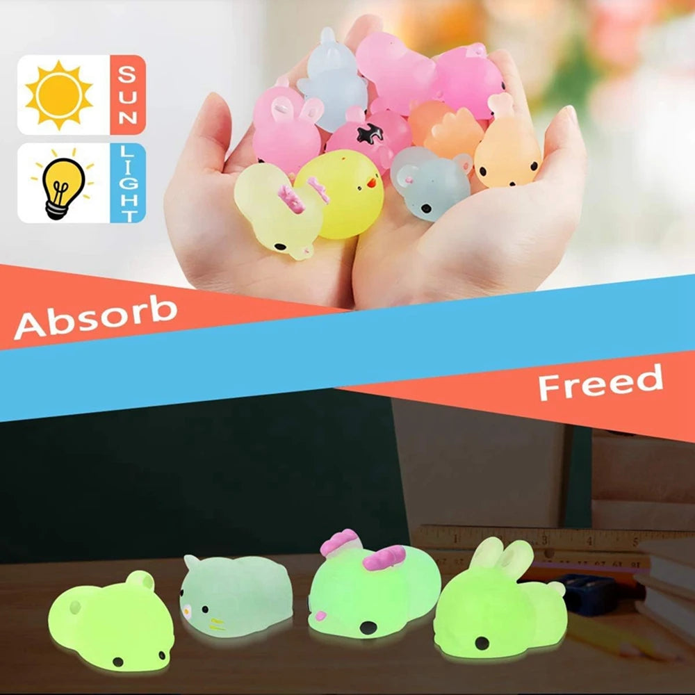 Glow-in-the-Dark Mini Animal Squishies – 12, 24 or 36 Pack ✨