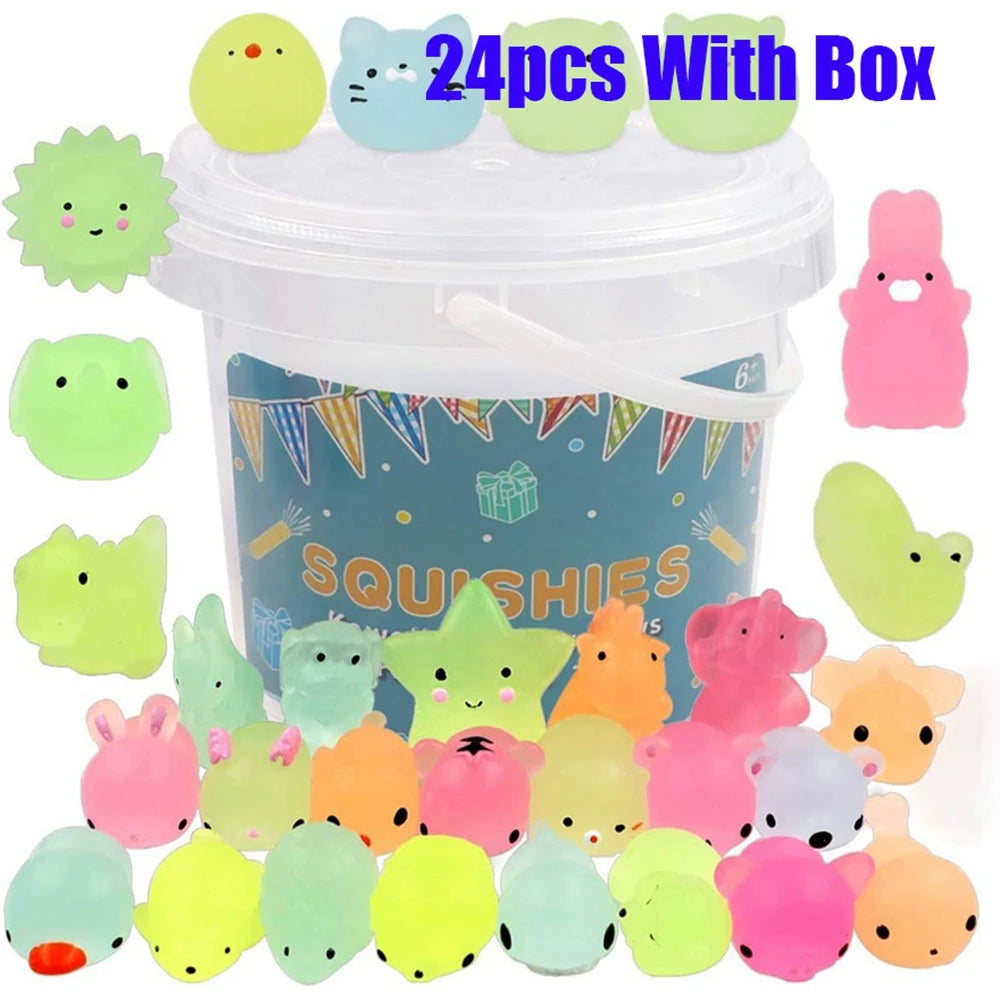 Glow-in-the-Dark Mini Animal Squishies – 12, 24 or 36 Pack ✨