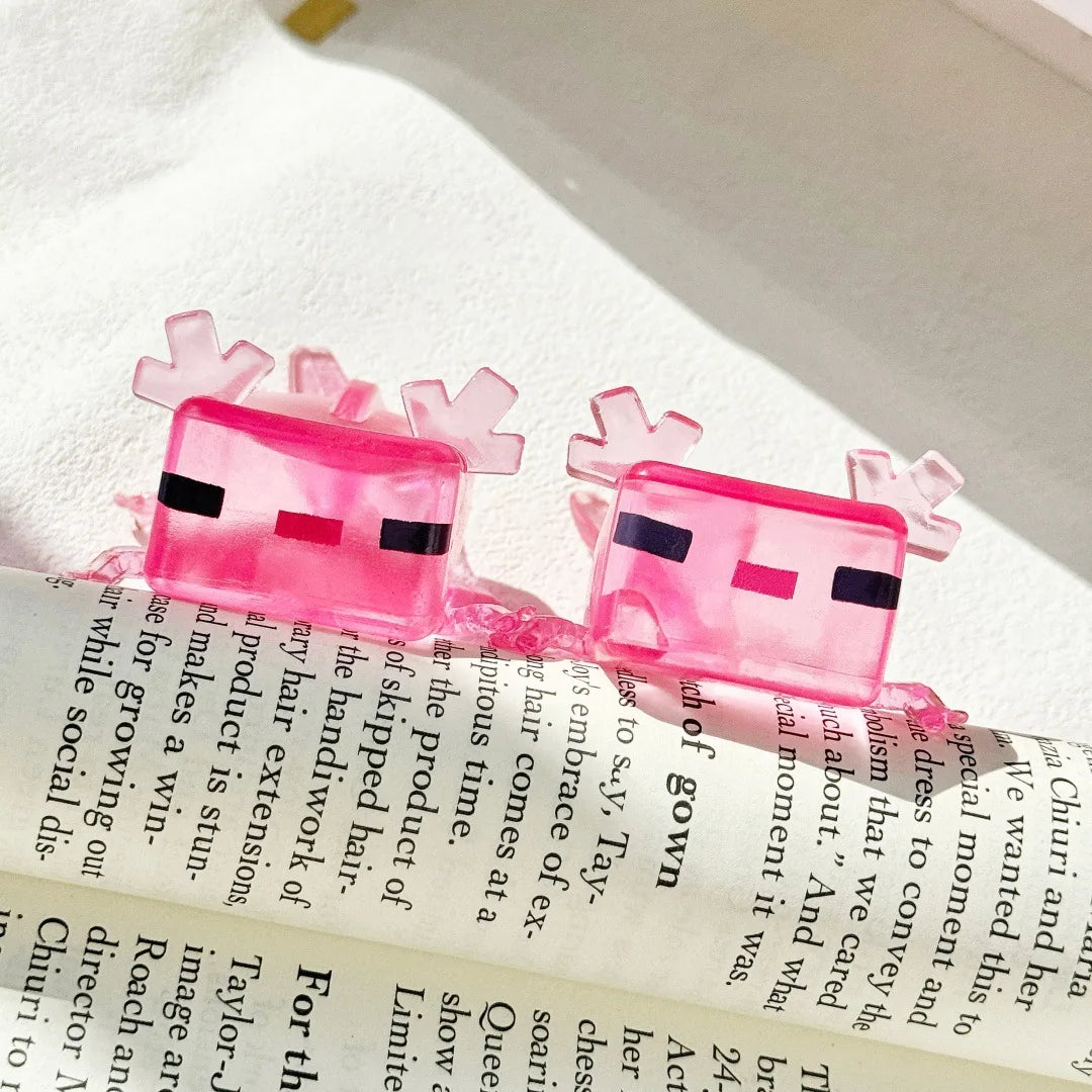 Blocky Axolotl Squishy – Satisfying Glitter Stress Toy