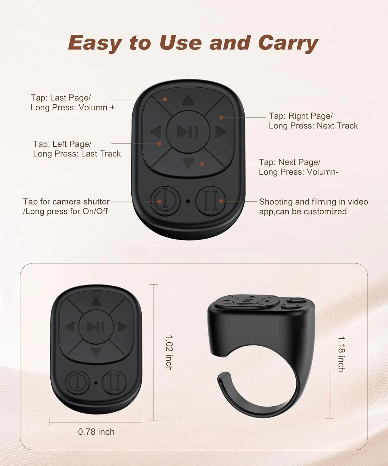 Hands-Free Scroll Ring – Bluetooth Phone Remote 📱