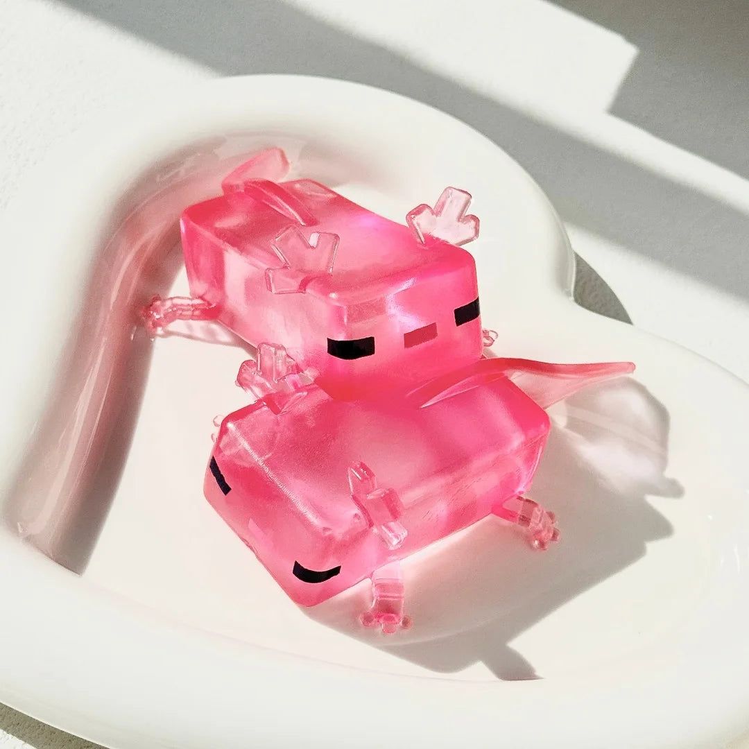 Blocky Axolotl Squishy – Satisfying Glitter Stress Toy