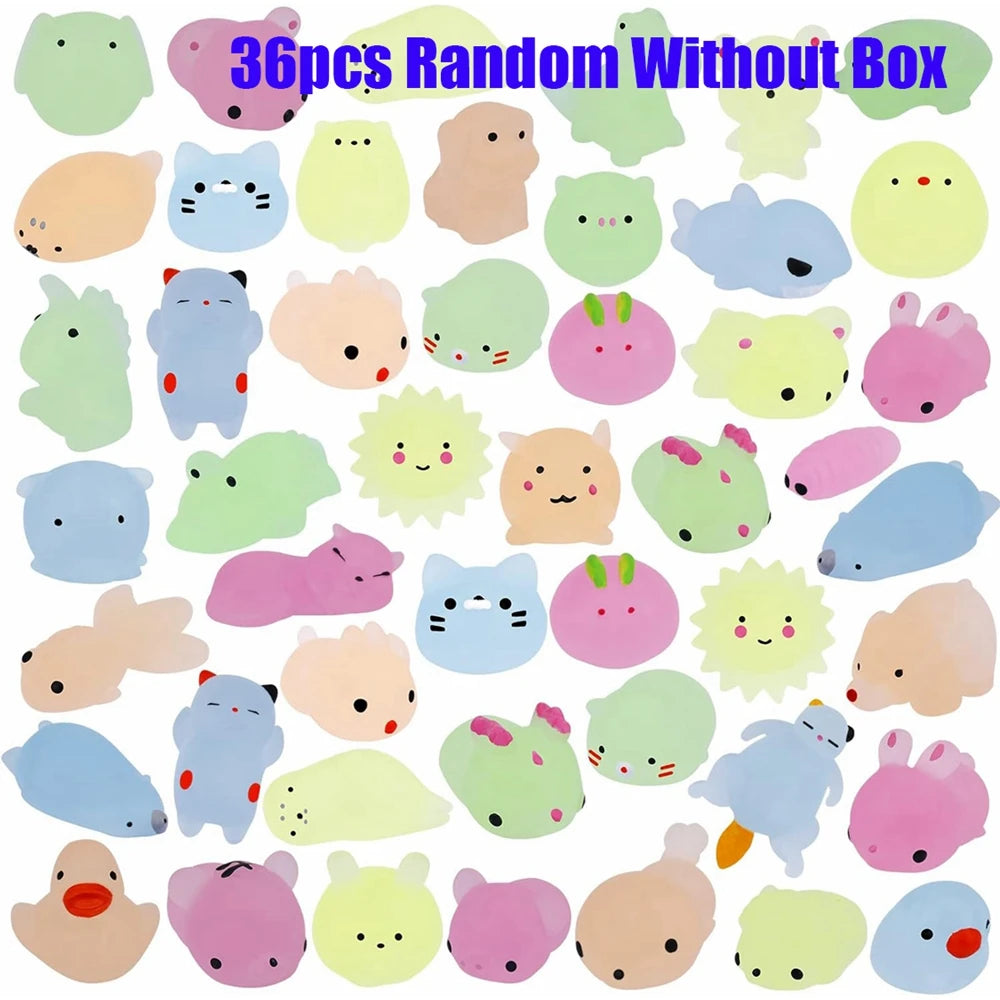 Glow-in-the-Dark Mini Animal Squishies – 12, 24 or 36 Pack ✨
