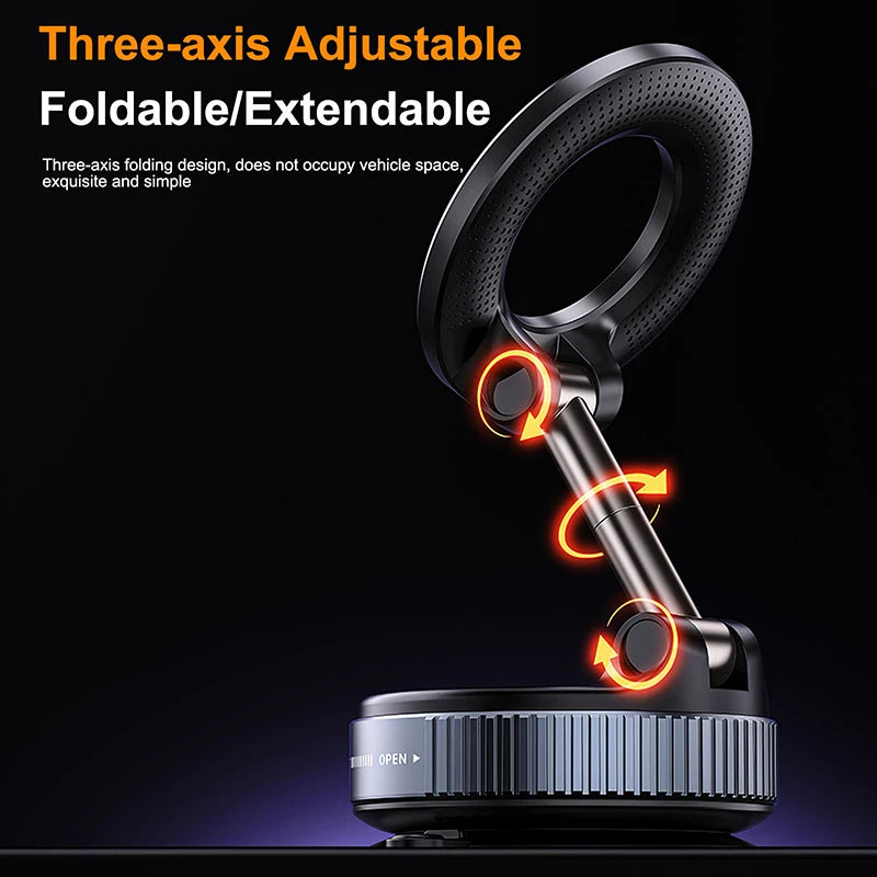 Magnetic Vacuum Phone Mount – 360° Adjustable Car Holder 📱