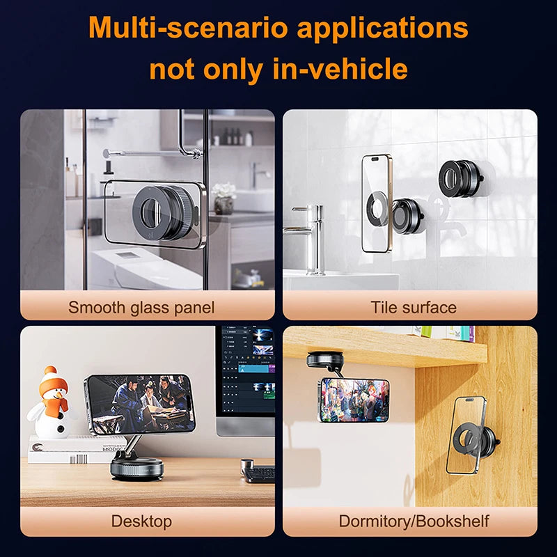 Magnetic Vacuum Phone Mount – 360° Adjustable Car Holder 📱