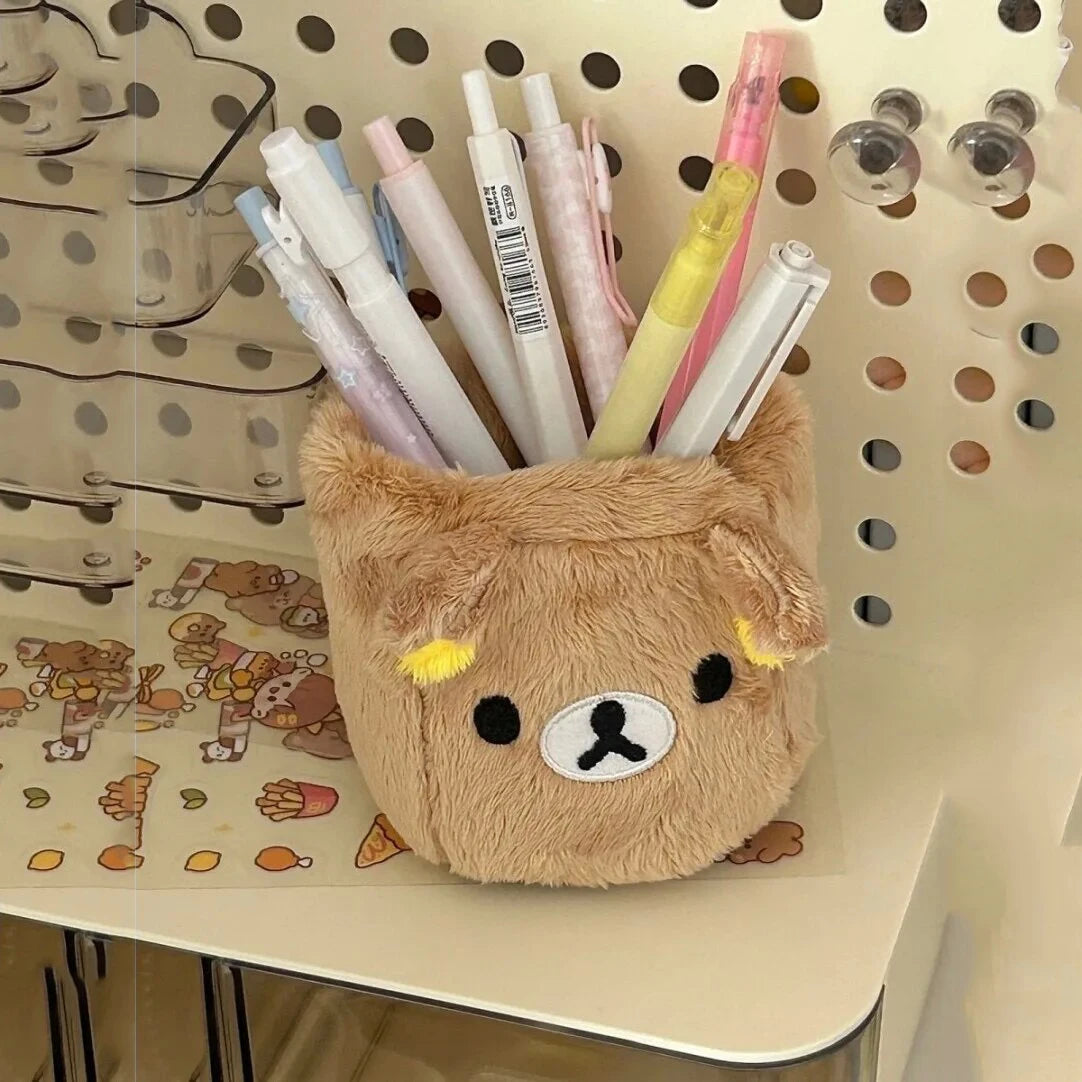 Fuzzy Bear Desk Organiser – Cute Plush Storage 🧸