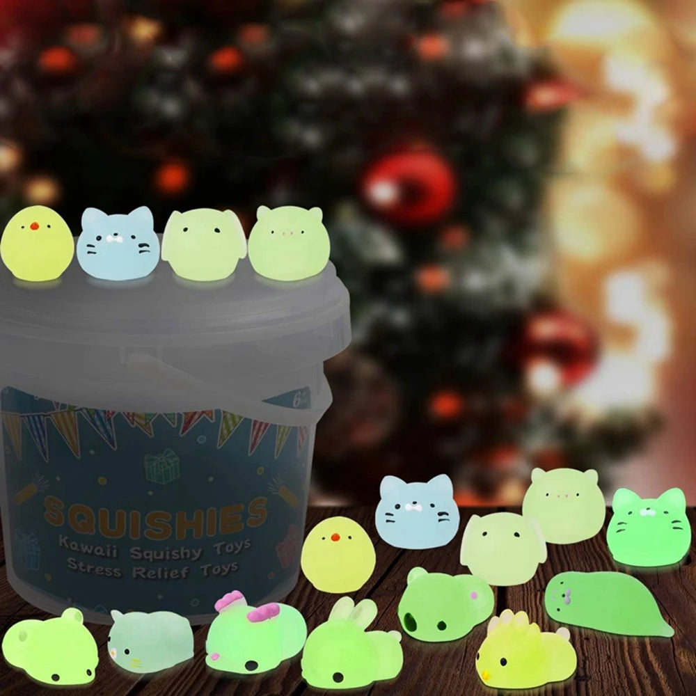 Glow-in-the-Dark Mini Animal Squishies – 12, 24 or 36 Pack ✨