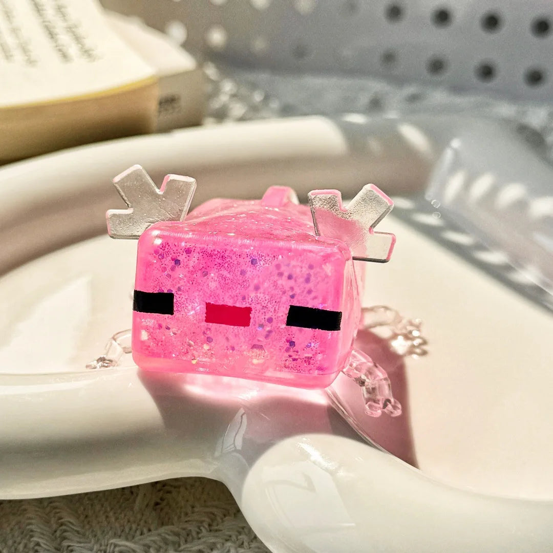 Blocky Axolotl Squishy – Satisfying Glitter Stress Toy