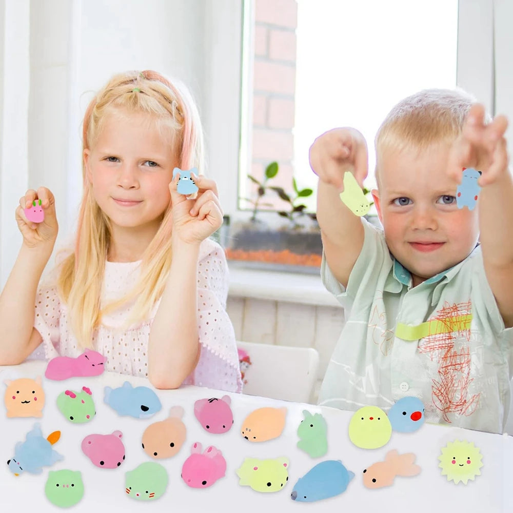 Glow-in-the-Dark Mini Animal Squishies – 12, 24 or 36 Pack ✨
