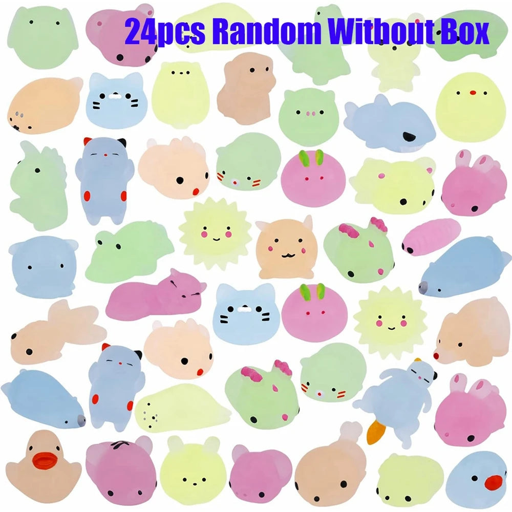 Glow-in-the-Dark Mini Animal Squishies – 12, 24 or 36 Pack ✨
