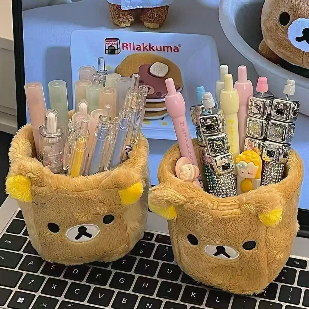 Fuzzy Bear Desk Organiser – Cute Plush Storage 🧸