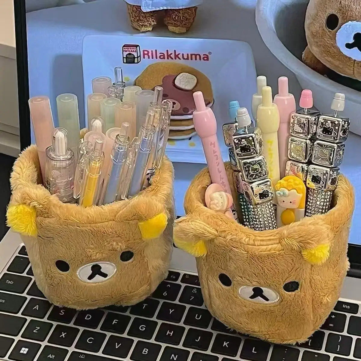 Fuzzy Bear Desk Organiser – Cute Plush Storage 🧸