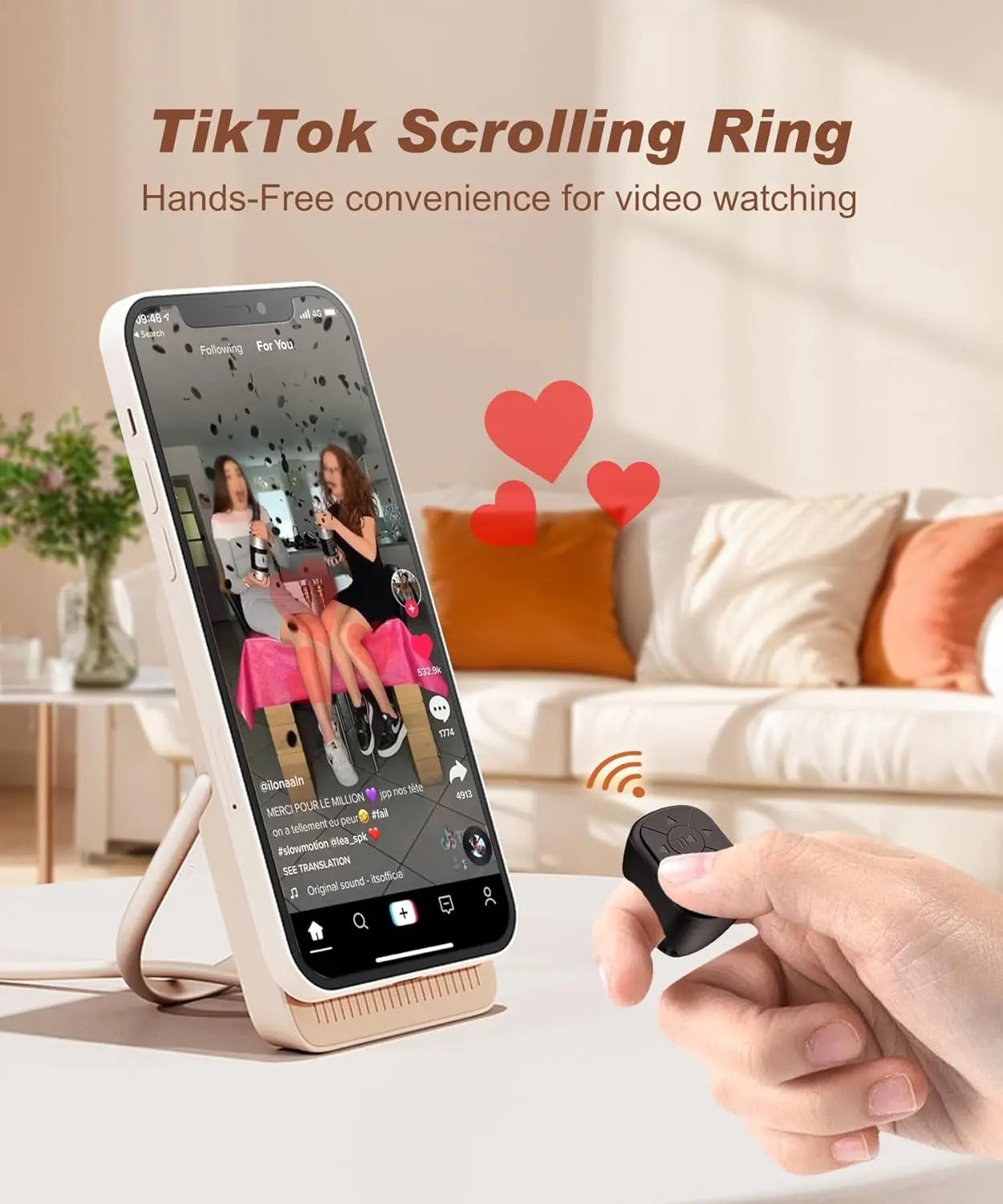 Hands-Free Scroll Ring – Bluetooth Phone Remote 📱