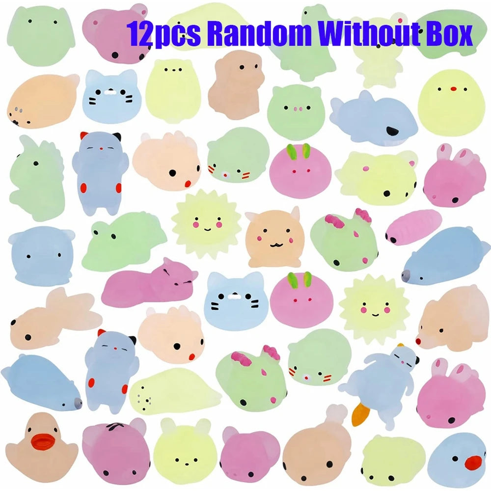 Glow-in-the-Dark Mini Animal Squishies – 12, 24 or 36 Pack ✨