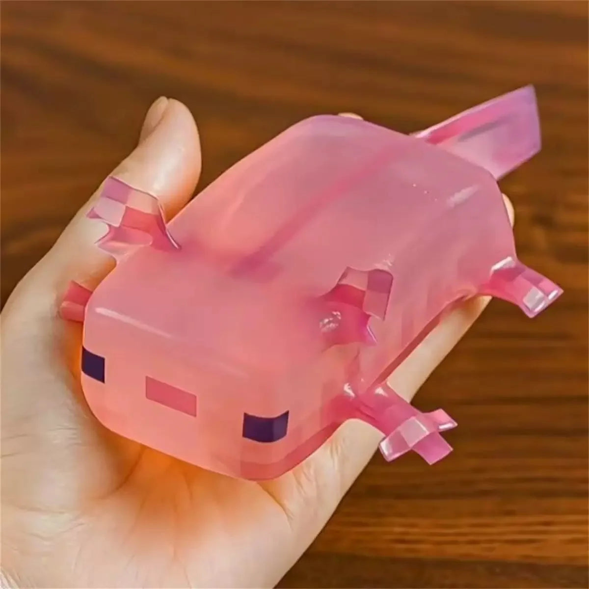 Blocky Axolotl Squishy – Satisfying Glitter Stress Toy