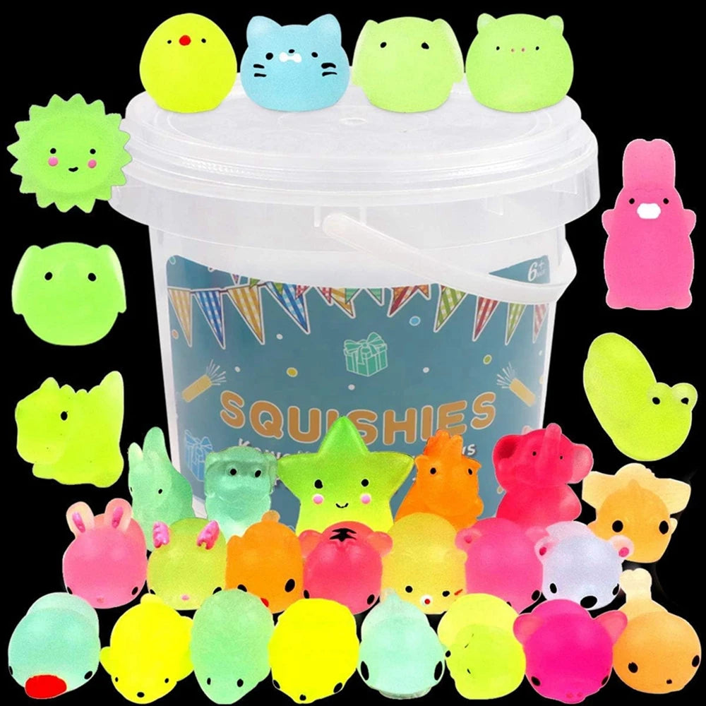 Glow-in-the-Dark Mini Animal Squishies – 12, 24 or 36 Pack ✨